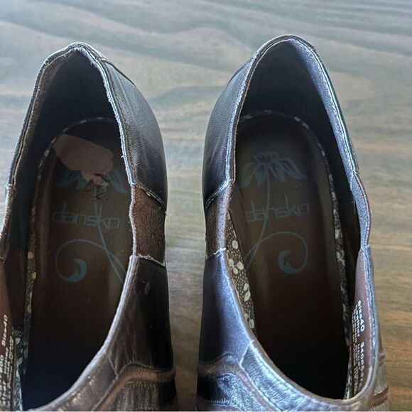 Dansko Banks Leather Short Ankle Booties Leather Pumps Slip On Brown 40 9.5-10 - Picture 10 of 10